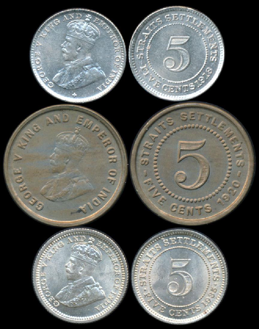 Straits Settlements KGV 3x5c 1918-35 (1 of 1)