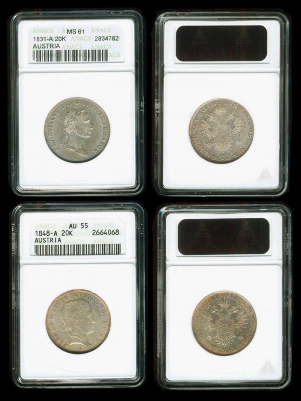 Austria 20 Kreuzer 1831A 1848A ANACS: Austria 20 Kreuzer 1831A 1848A ANACSAustria Franz I, 20 Kreuzer, 1831A, (KM.