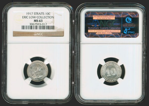 Straits Settlements KGV 10C 1917 MS63: Straits Settlements KGV 10C 1917 MS63From the Eric Low Collection <