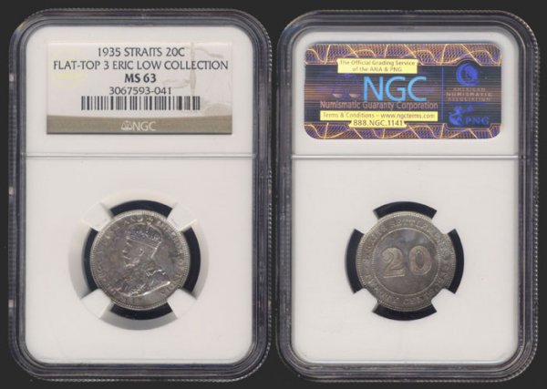 Straits Settlements KGV 20C 1935 MS63: Straits Settlements KGV 20C 1935 MS63From the Eric Low Collection <