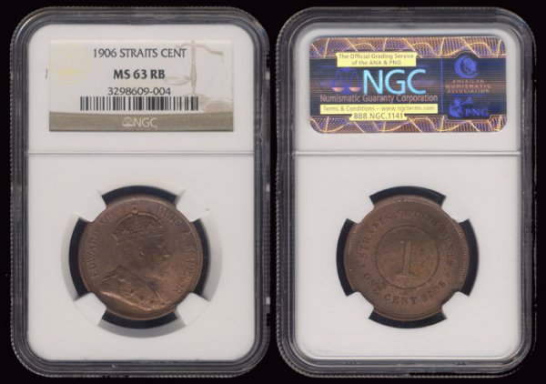 Straits Settlements KEVII 1C 1906 NGC MS63RB