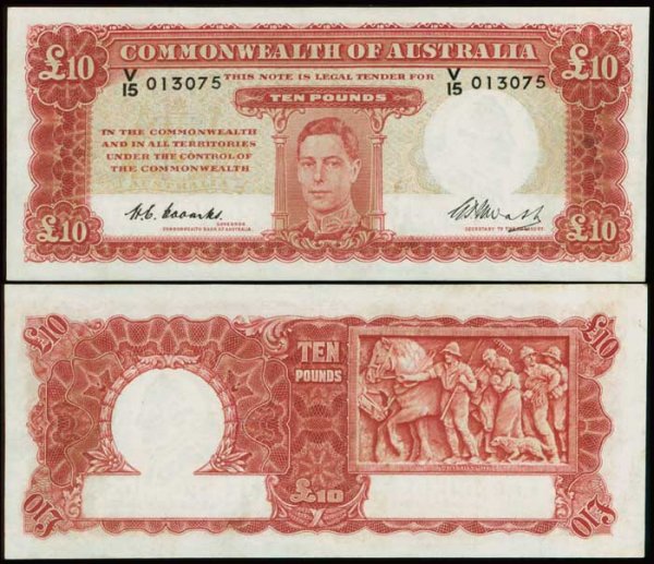 Australia 10 Pounds KGVI 1949 P28c AU