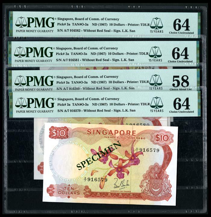 Singapore 4x$10 1967 LKS PMG (1 of 1)