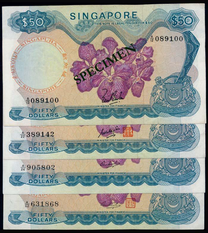 Singapore 4x$50 1967-73 (1 of 1)