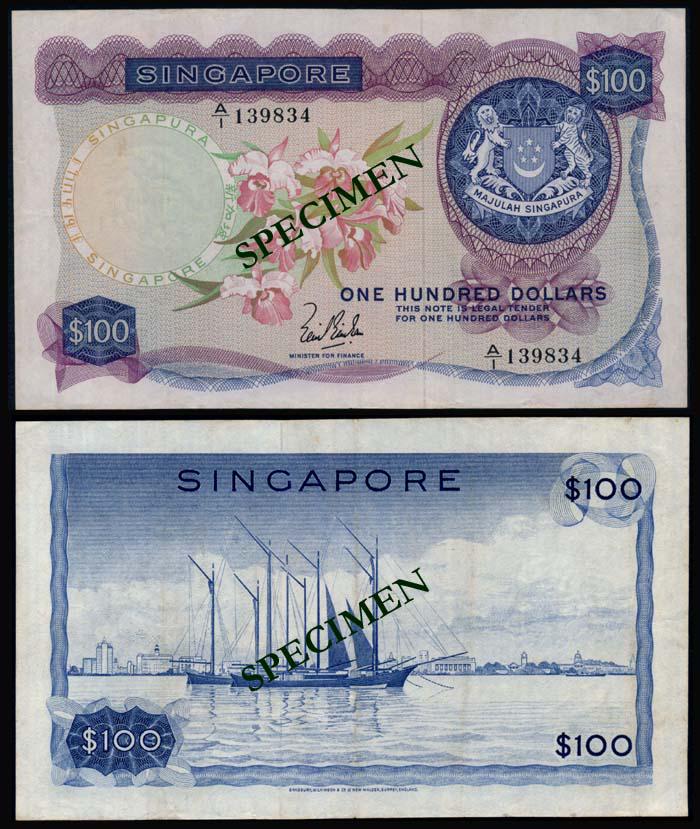 Singapore $100 1967 LKS 1st prefix (1 of 1)