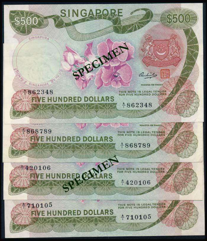 Singapore 4x$500 1972 (1 of 1)