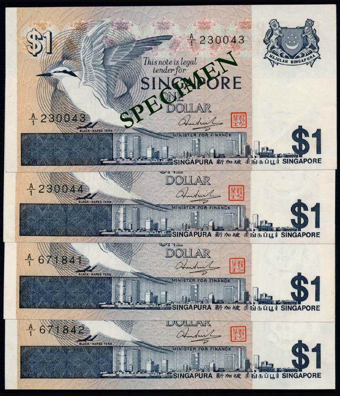Singapore 4x$1 1976 bird 1st prefix (1 of 1)