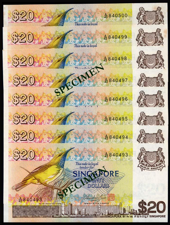 Singapore 8x$20 1979 bird (1 of 1)