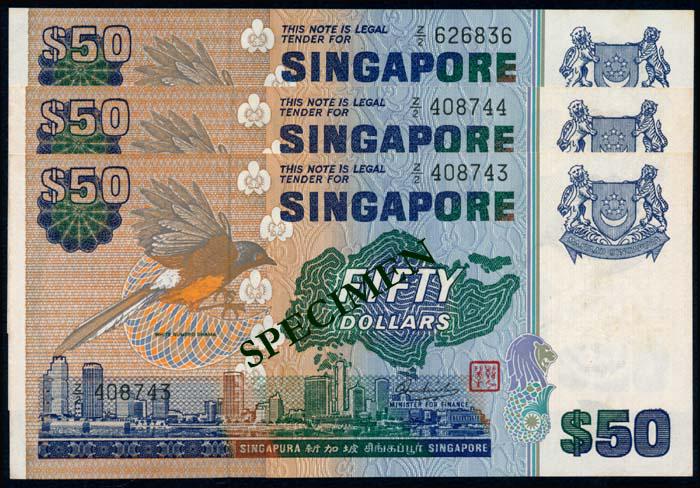 Singapore 3x$50 1976 bird replacement (1 of 1)