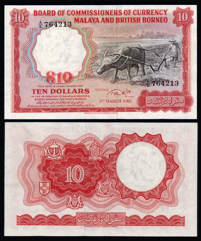 Malaya Br Borneo $10 1961 buffalo small A (1 of 1)