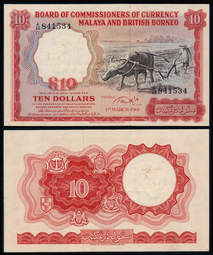 Malaya Br Borneo $10 1961 buffalo small A (1 of 1)