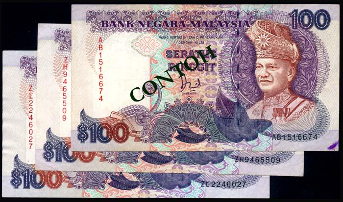 Malaysia 3x$100 1986-95 (1 of 1)