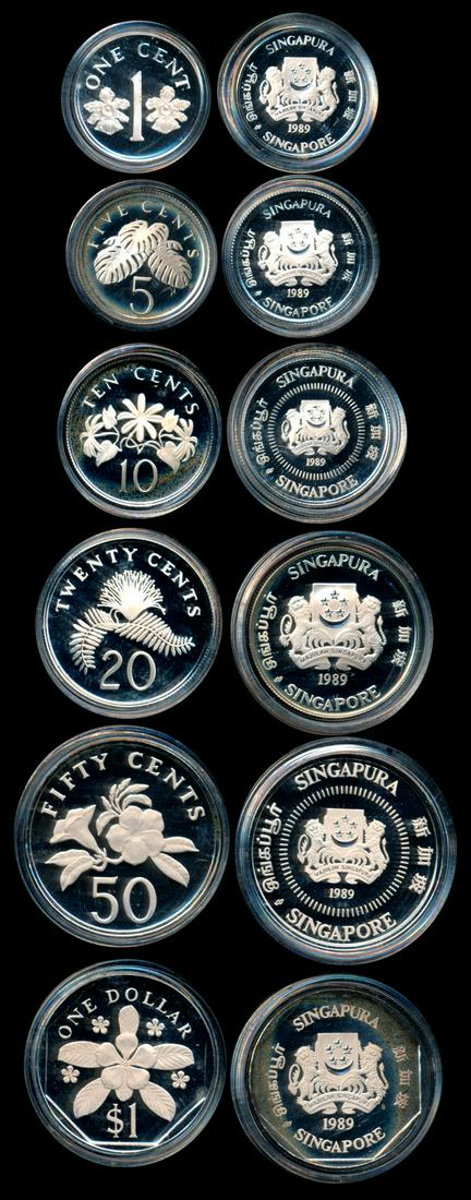 6 Singapore 1c-$1 1989 proofs (1 of 1)