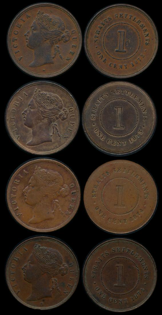 4 Straits Settlements QV 1c 1872-74 (1 of 1)