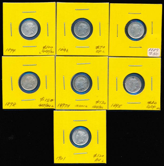 7 Straits Settlements QV 5c 1889-1901 (1 of 1)