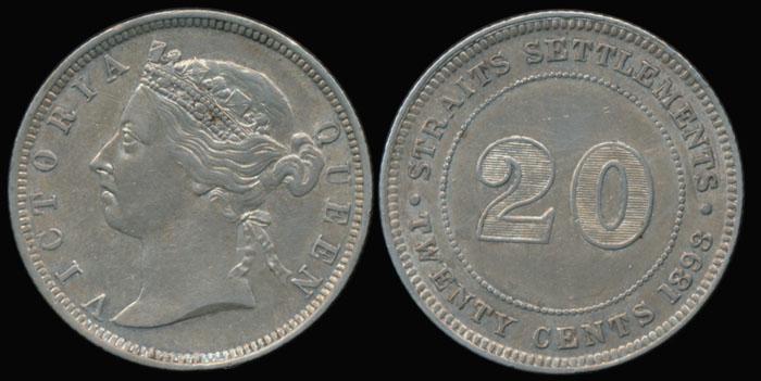 Straits Settlements QV 20c 1898 (1 of 1)