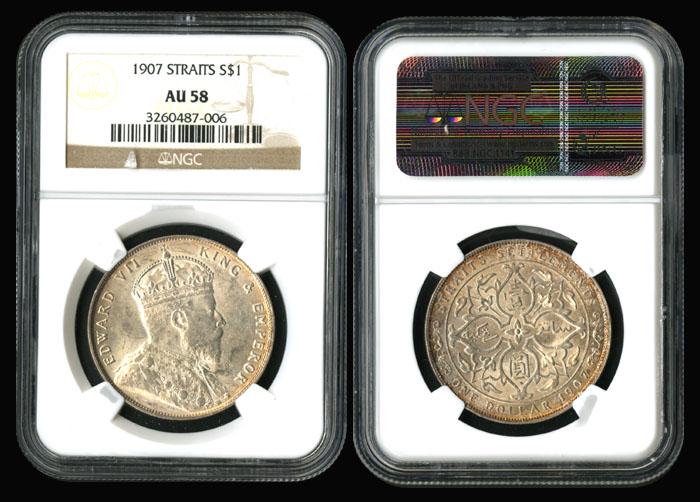 Straits Settlements KEVII $1 1907 NGC (1 of 1)