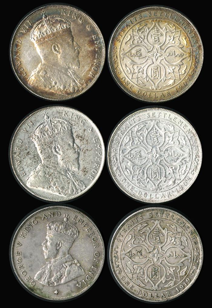 3 Straits Settlements $1 1907-19 (1 of 1)
