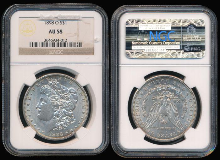 United States Morgan Dollar 1898O NGC AU58: United States Morgan Dollar, (KM.110), 1898O, NGC AU58.