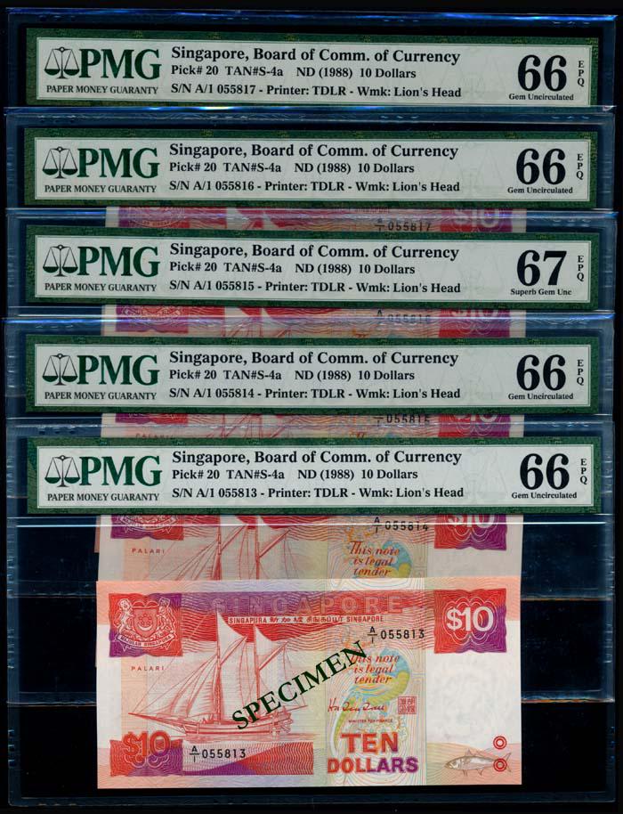 Singapore 5x$10 1988 ship PMG (1 of 1)