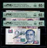 Singapore 2x$50 LHL HTT $2 HTT 1999