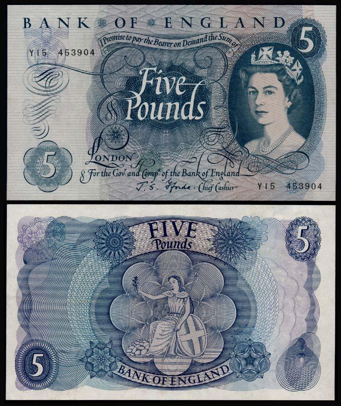 Great Britain 5 Pounds QEII 1966-70 (1 of 1)