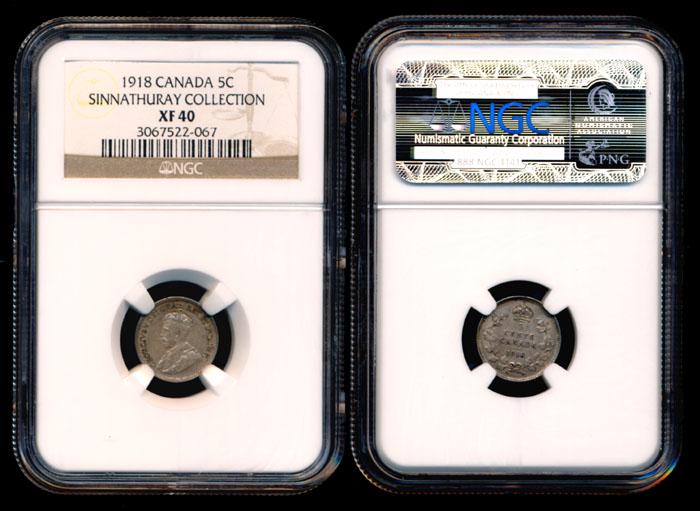 Canada KGV 5c 1918 NGC XF40 (1 of 1)