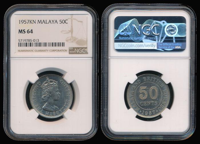 Malaya Br Borneo QEII 50c 1957KN NGC MS64 (1 of 1)