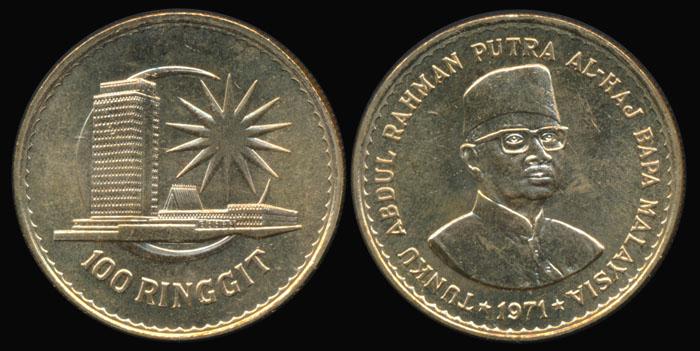 Malaysia 100 Ringgit 1971, gold (1 of 1)