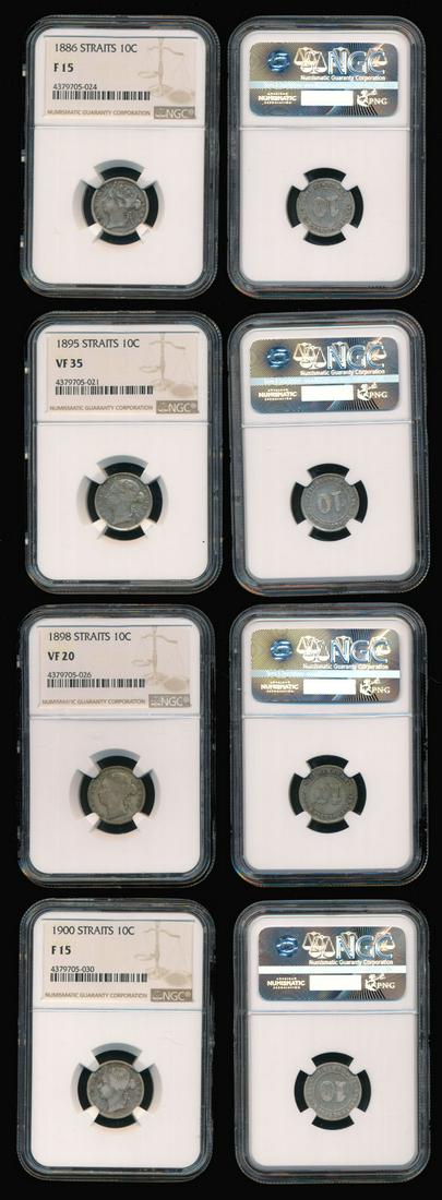 4 Straits Settlements QV 10c 1886-1900 NGC (1 of 1)