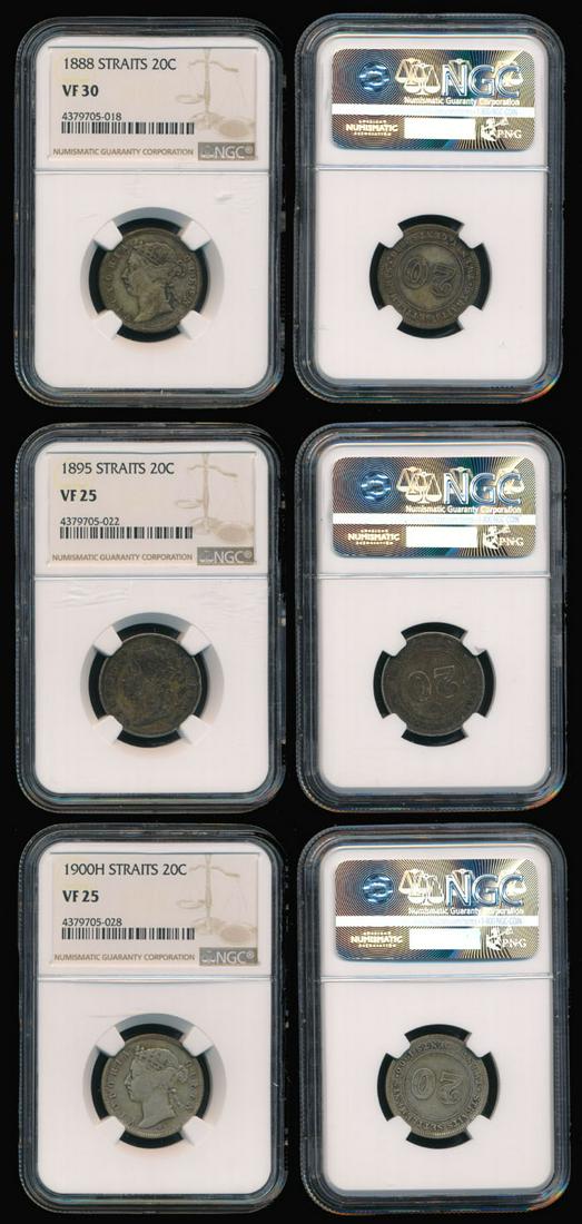 3 Straits Settlements QV 20c 1888-1900 NGC (1 of 1)