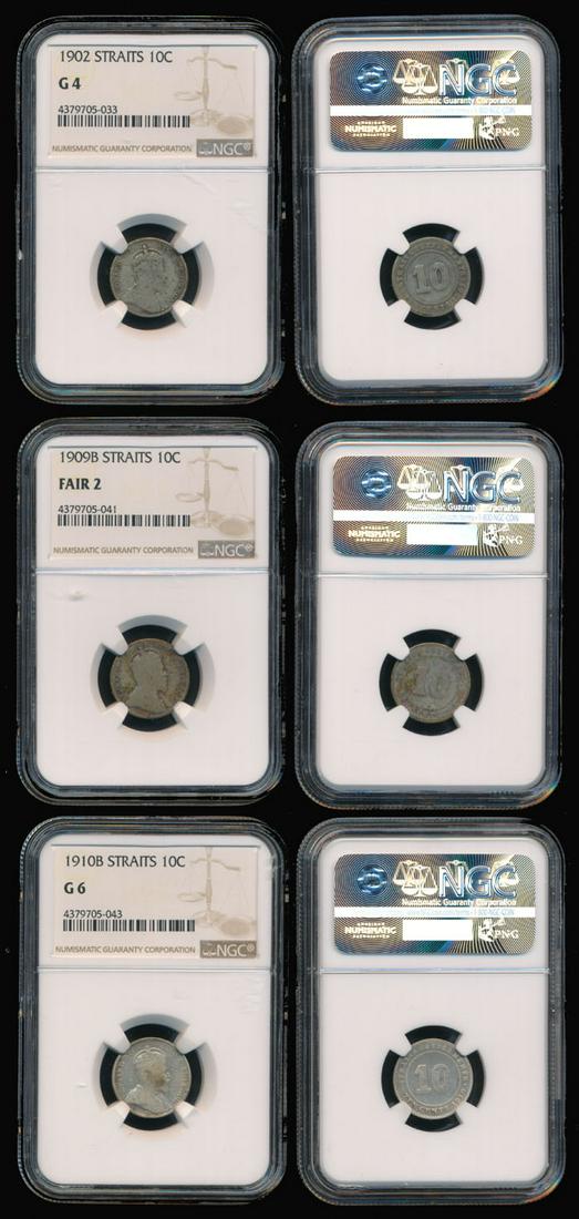Straits Settlements KEVII 3x10c 1902-10 NGC (1 of 1)