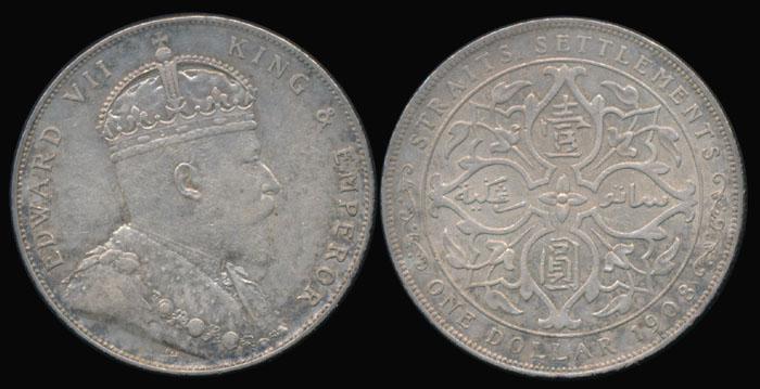 Straits Settlements KEVII $1 1908 (1 of 1)