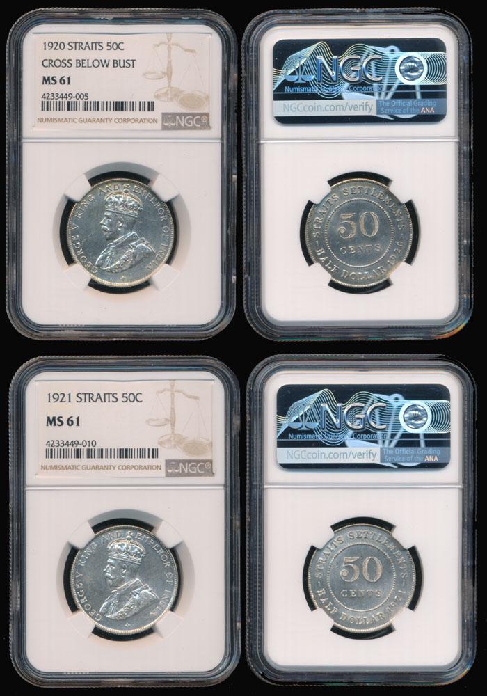 Straits Settlements KGV 50c 1920 1921 NGC (1 of 1)