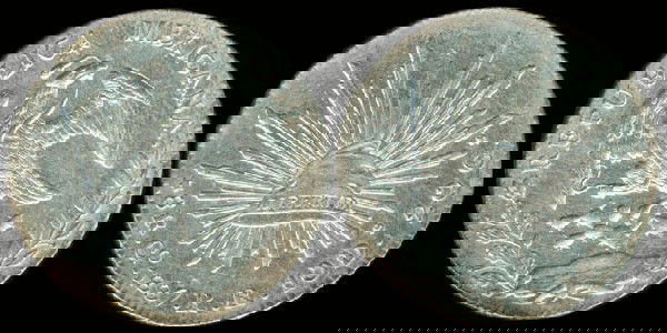 Mexico 8 Reales 1887 Go RR AU: Mexico 8 Reales, (KM.377.8), 1887 Go RR, hairlines, about uncirculated.