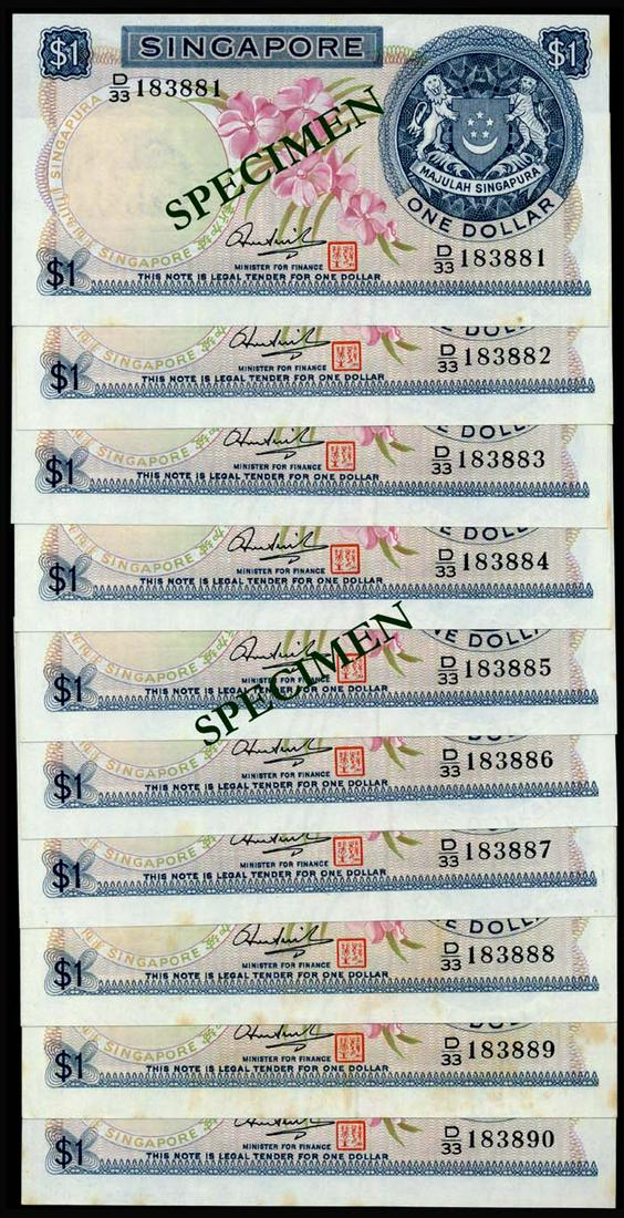 Singapore 10x$1 1972 HSS w/seal (1 of 1)