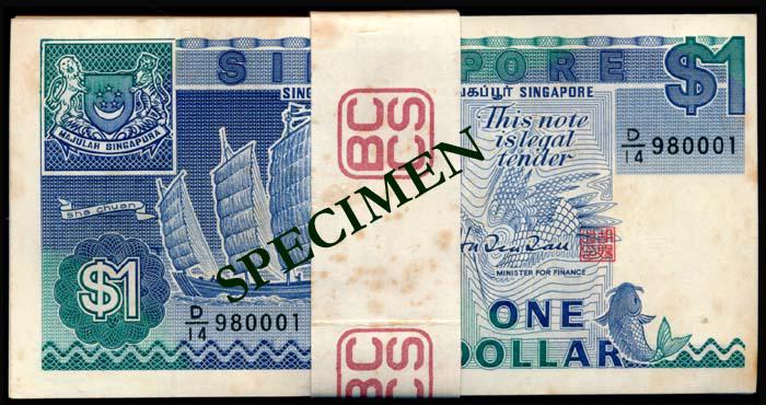 Singapore 100x$1 1987 ship HTT 1st prefix (1 of 1)
