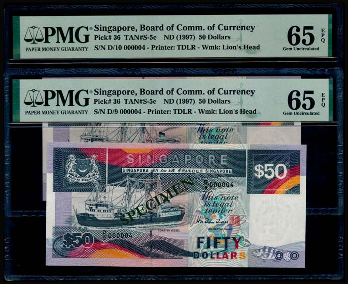 Singapore $50 1997 ship D/9 D/10 000004 PMG (1 of 1)