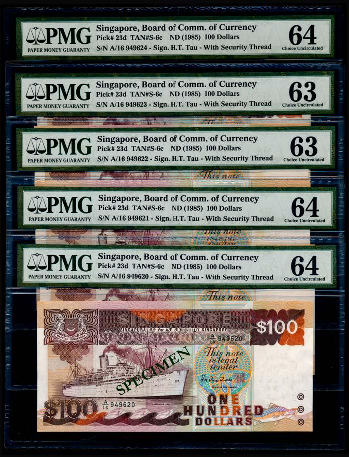 Singapore 5x$100 1985 ship HTT PMG (1 of 1)