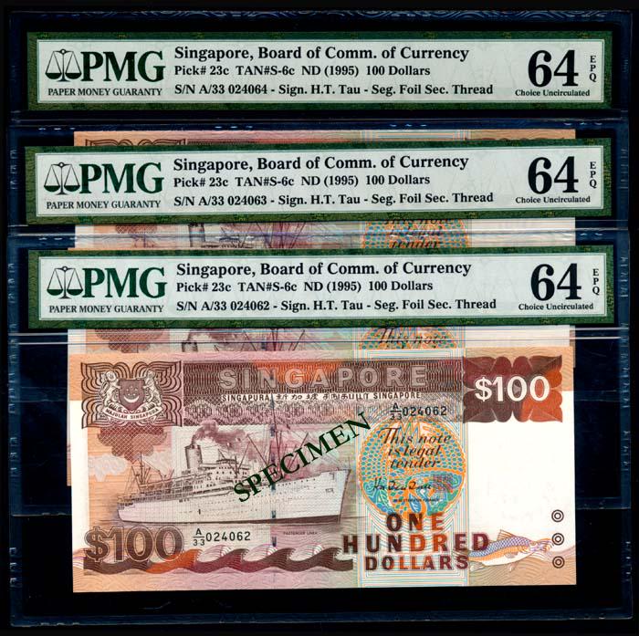 Singapore 3x$100 1995 ship HTT PMG (1 of 1)