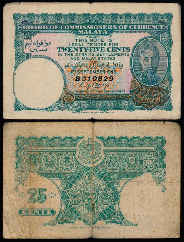 Malaya 25c 1940 KGVI (1 of 1)