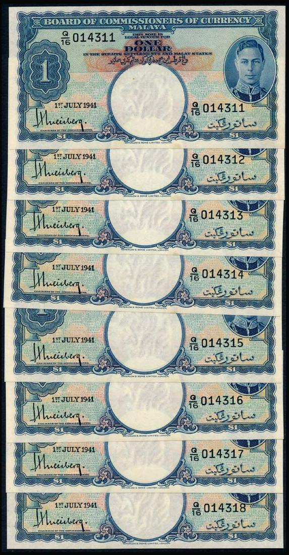 Malaya 8x$1 1941 KGVI (1 of 1)