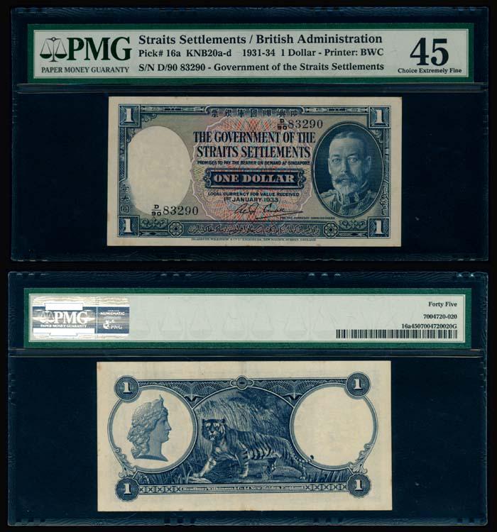 Straits Settlements $1 1933 KGV PMG (1 of 1)