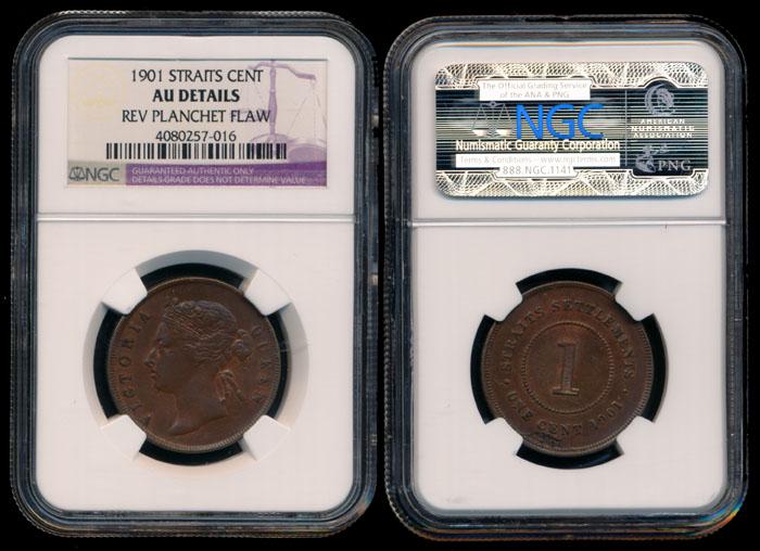 Straits Settlements QV 1c 1901 NGC AU Detail (1 of 1)