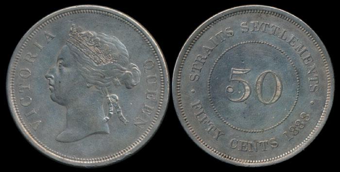 Straits Settlements QV 50c 1888 (1 of 1)