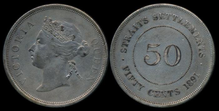 Straits Settlements QV 50c 1891 (1 of 1)