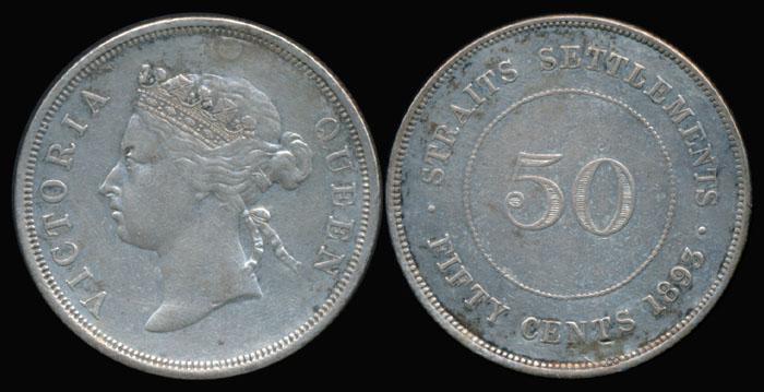Straits Settlements QV 50c 1893 (1 of 1)