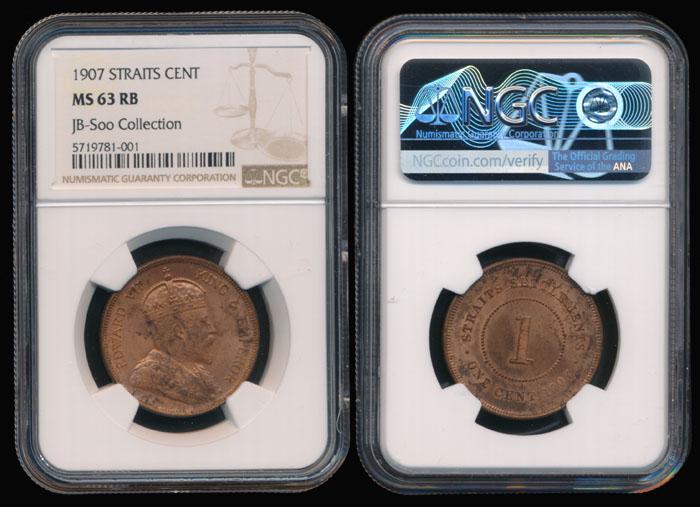 Straits Settlements KEVII 1c 1907 NGC MS63RB (1 of 1)