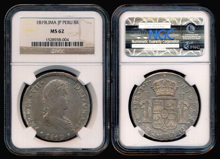 Peru Ferdinand VII 8 Reales 1819 LIMA JP NGC (1 of 1)