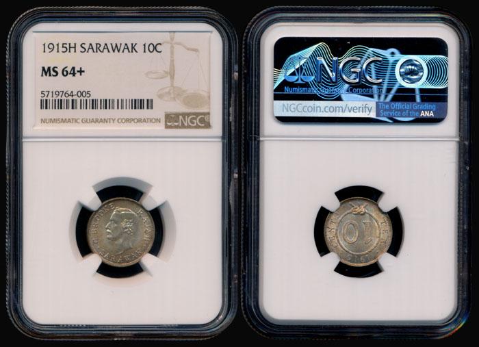 Sarawak C Brooke 10c 1915H NGC MS64+ (1 of 1)